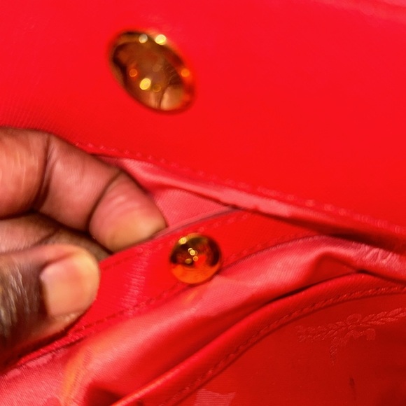 Authentic MCM Nouvo Saffiano Handbag missing Cross Body Strap EUC in Tomato Red - Picture 10 of 17